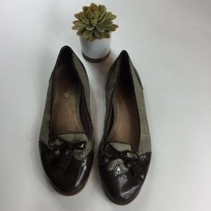 Sperry Top Sider Womans Plaid Loafer Tassel Slip Ons Brown Size 7.5